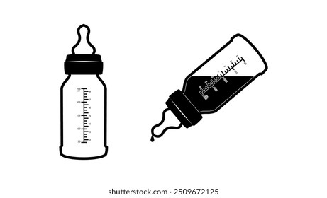 Babyflasche, schwarz, einzelne Silhouette