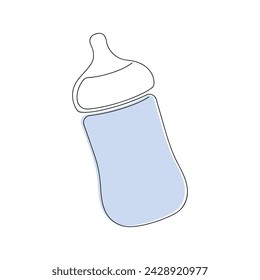 Babyflasche für Junge in einer durchgehenden Linie gezogen. Eine Strichzeichnung, Minimalismus. Vektorgrafik.