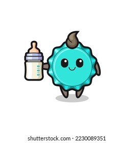 baby bottle cap cartoon character with milk bottle , cute style design for t shirt, sticker, logo element