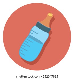 baby bottle circle icon with shadow