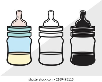 Baby Bottle Clipart SVG Printable Vector Illustration svg