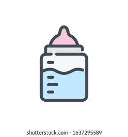 Baby Bottle Color Line Icon Milk Stock Vector (Royalty Free) 1637295589 ...