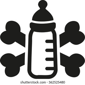 Baby bottle with crossed bones