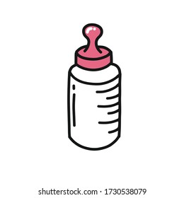 baby bottle doodle icon, vector illustration