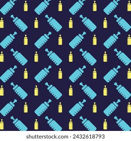 Baby bottle elements multicolor trendy pattern vector illustration background