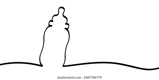 Baby bottle. Empty bottles or milk for baby feeding in bottle. Feeding bottle. Bottle of baby milk. Nutrition in the plastic container for a newborn. Baby boy or girl. Love heart, blue or pink sign.