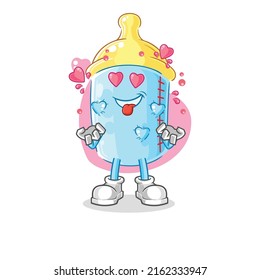 la botella de bebé fallin ama el vector. personaje de caricatura