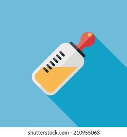 Baby bottle flat icon with long shadow,EPS 10