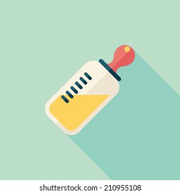 Baby bottle flat icon with long shadow,EPS 10