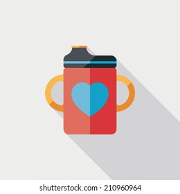 Baby bottle flat icon with long shadow,EPS 10
