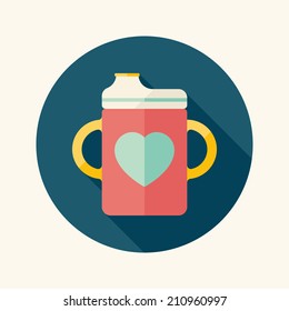 Baby bottle flat icon with long shadow,EPS 10