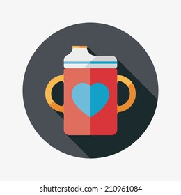 Baby bottle flat icon with long shadow,EPS 10
