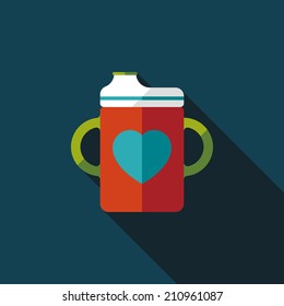 Baby bottle flat icon with long shadow,EPS 10