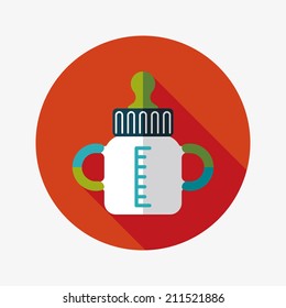 Baby bottle flat icon with long shadow,EPS 10