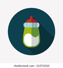 Baby bottle flat icon with long shadow,EPS 10