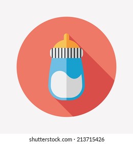 Baby bottle flat icon with long shadow,EPS 10