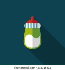 Baby bottle flat icon with long shadow,EPS 10