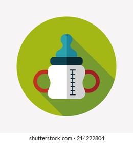 Baby bottle flat icon with long shadow,EPS 10