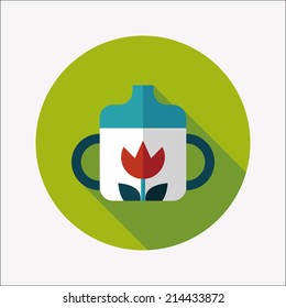 Baby bottle flat icon with long shadow,EPS 10