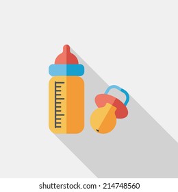 Baby bottle flat icon with long shadow,EPS 10