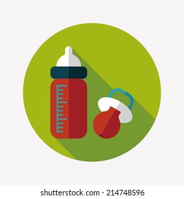 Baby bottle flat icon with long shadow,EPS 10