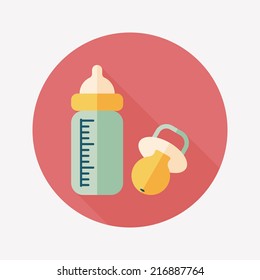 Baby bottle flat icon with long shadow,EPS 10