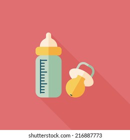 Baby bottle flat icon with long shadow,EPS 10