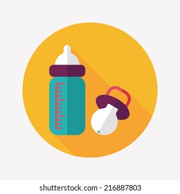 Baby bottle flat icon with long shadow,EPS 10