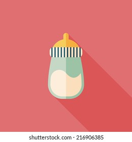 Baby bottle flat icon with long shadow,EPS 10