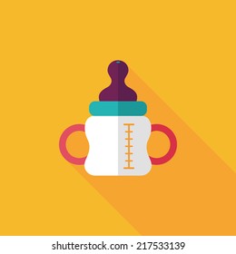 Baby bottle flat icon with long shadow,EPS 10