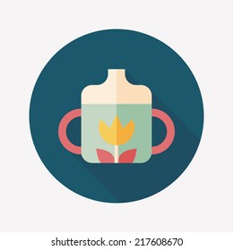 Baby bottle flat icon with long shadow,EPS 10