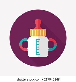 Baby bottle flat icon with long shadow,EPS 10