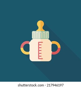 Baby bottle flat icon with long shadow,EPS 10