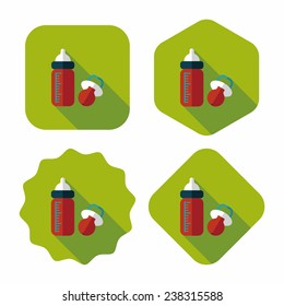 Baby bottle flat icon with long shadow,EPS 10