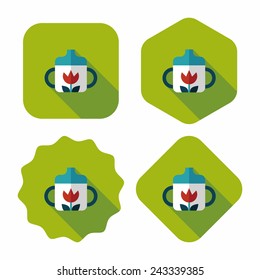 Baby bottle flat icon with long shadow,EPS 10