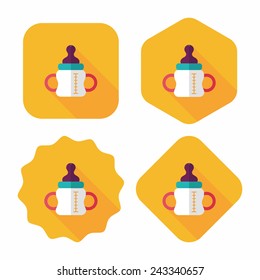 Baby bottle flat icon with long shadow,eps10