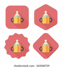 Baby bottle flat icon with long shadow,eps10
