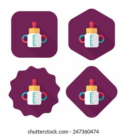 Baby bottle flat icon with long shadow,EPS 10