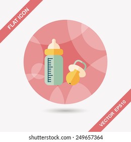 Baby bottle flat icon with long shadow,EPS 10