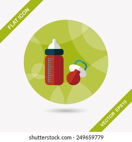 Baby bottle flat icon with long shadow,EPS 10