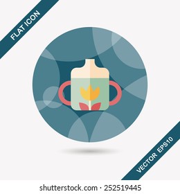 Baby bottle flat icon with long shadow,EPS 10