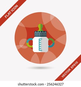 Baby bottle flat icon with long shadow,EPS 10