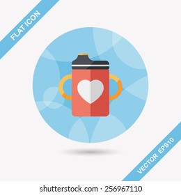 Baby bottle flat icon with long shadow,EPS 10