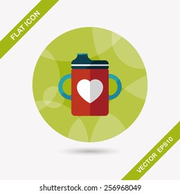 Baby bottle flat icon with long shadow,EPS 10