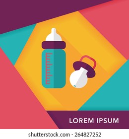 Baby bottle flat icon with long shadow,EPS 10