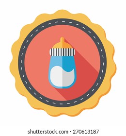 Baby bottle flat icon with long shadow,EPS 10