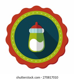 Baby bottle flat icon with long shadow,eps10