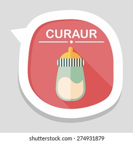 Baby bottle flat icon with long shadow,EPS 10