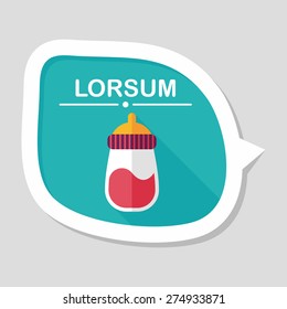 Baby bottle flat icon with long shadow,EPS 10