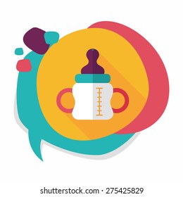 Baby bottle flat icon with long shadow,eps10